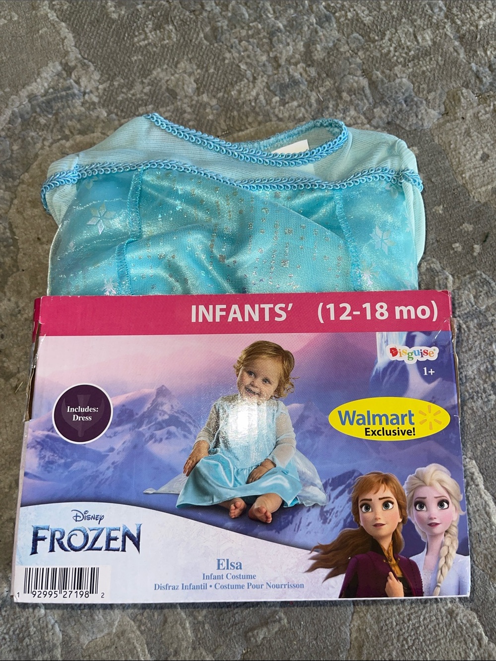 Disney Elsa Infant Dress Costume - Aqua Blue with Glitter Snowflakes